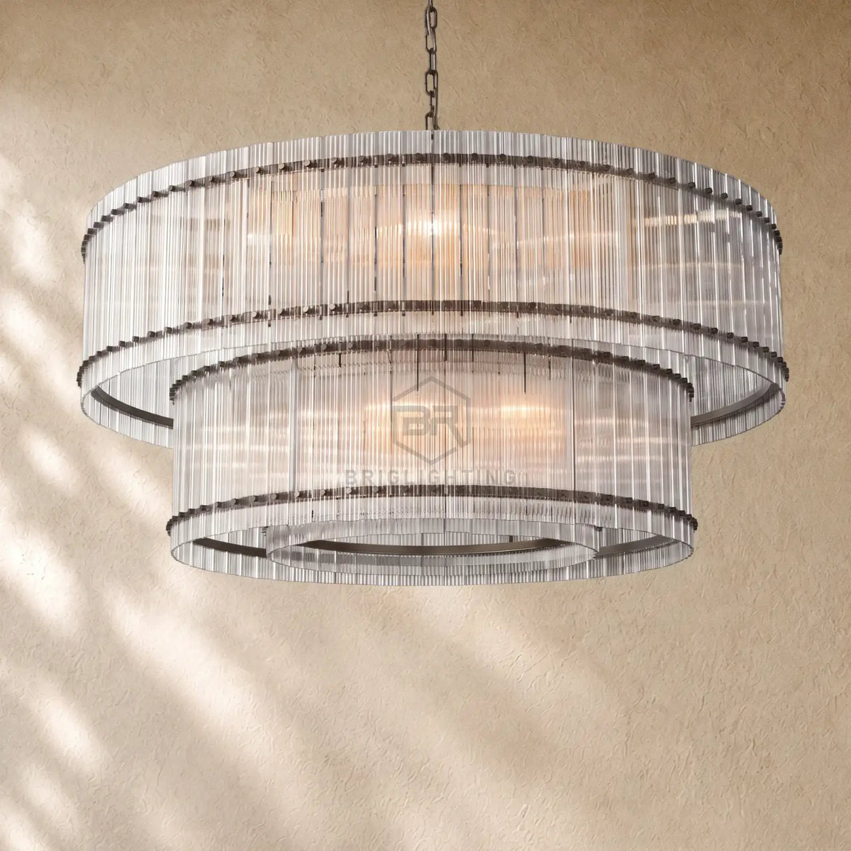 San Marcon Glass Two-Tier Round Chandelier