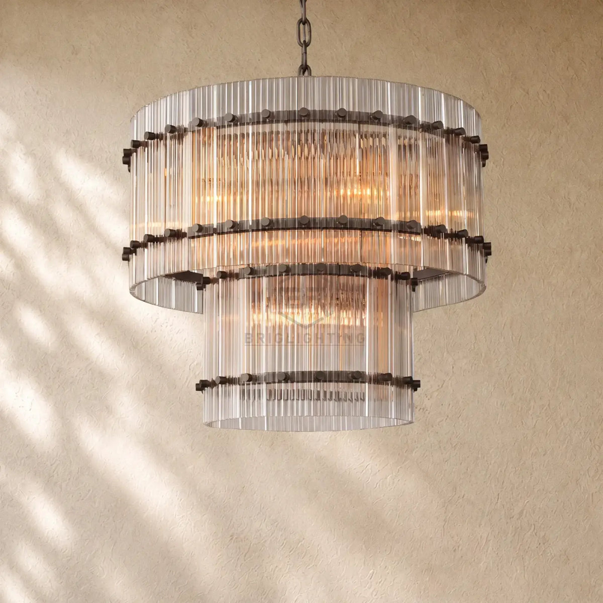 San Marcon Glass Two-Tier Round Chandelier