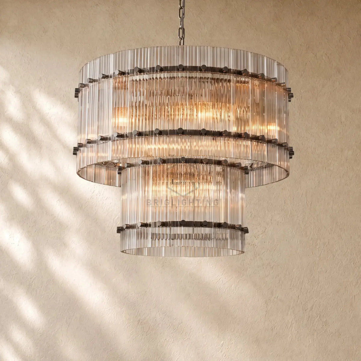 San Marcon Glass Two-Tier Round Chandelier