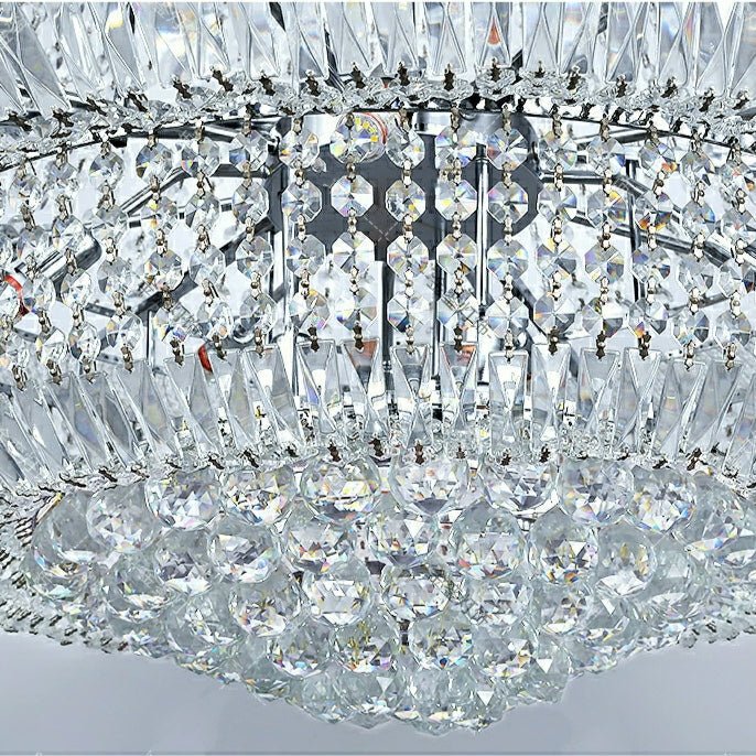 Silver/ Chrome Extra Large Crystal Chandelier Foyer Entryway Long Ceiling Lighting Fixture For Staircase - briglamps