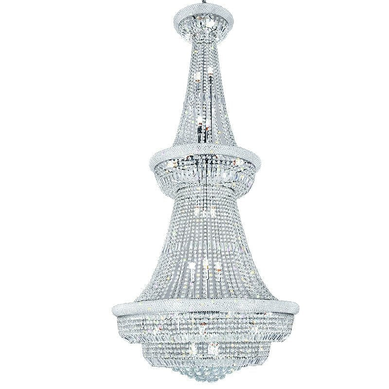Silver/ Chrome Extra Large Crystal Chandelier Foyer Entryway Long Ceiling Lighting Fixture For Staircase - briglamps