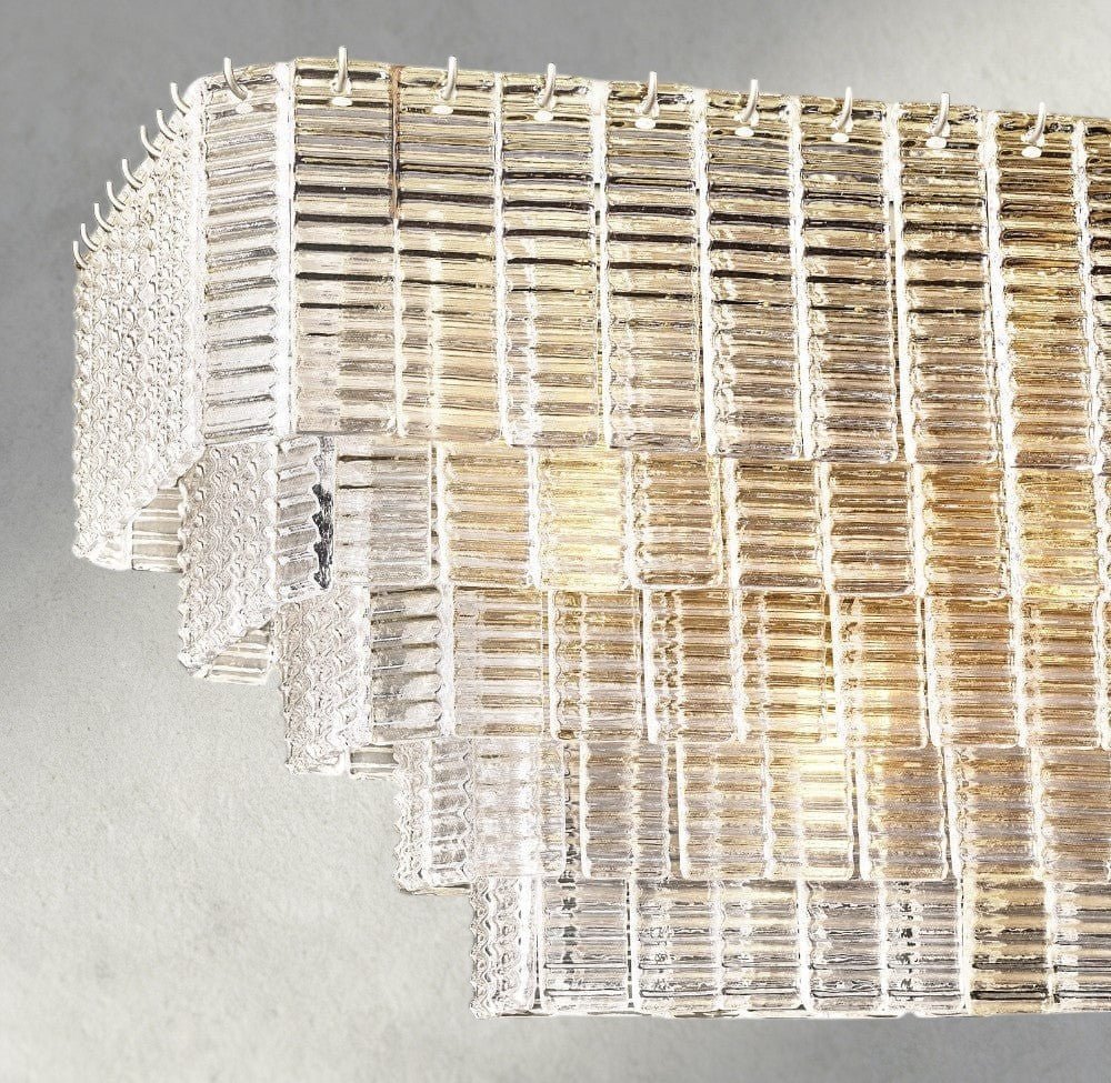 Siraue Clear Glass Rectangular Chandelier 59" - briglamps