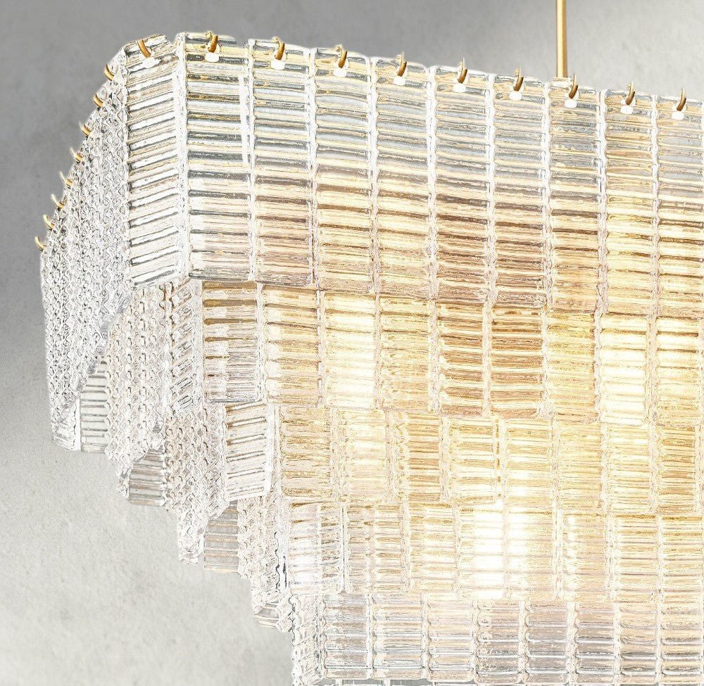 Siraue Clear Glass Rectangular Chandelier 59" - briglamps