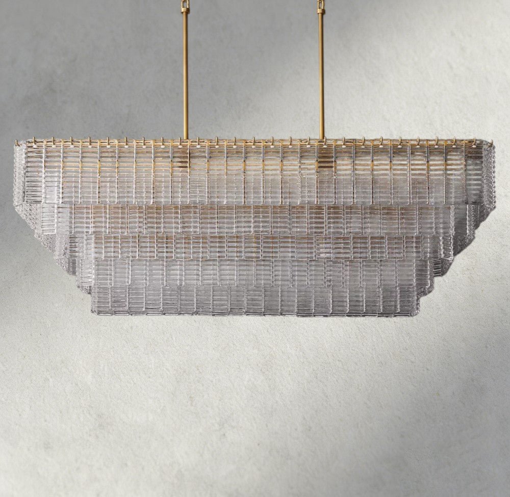Siraue Clear Glass Rectangular Chandelier 59" - briglamps