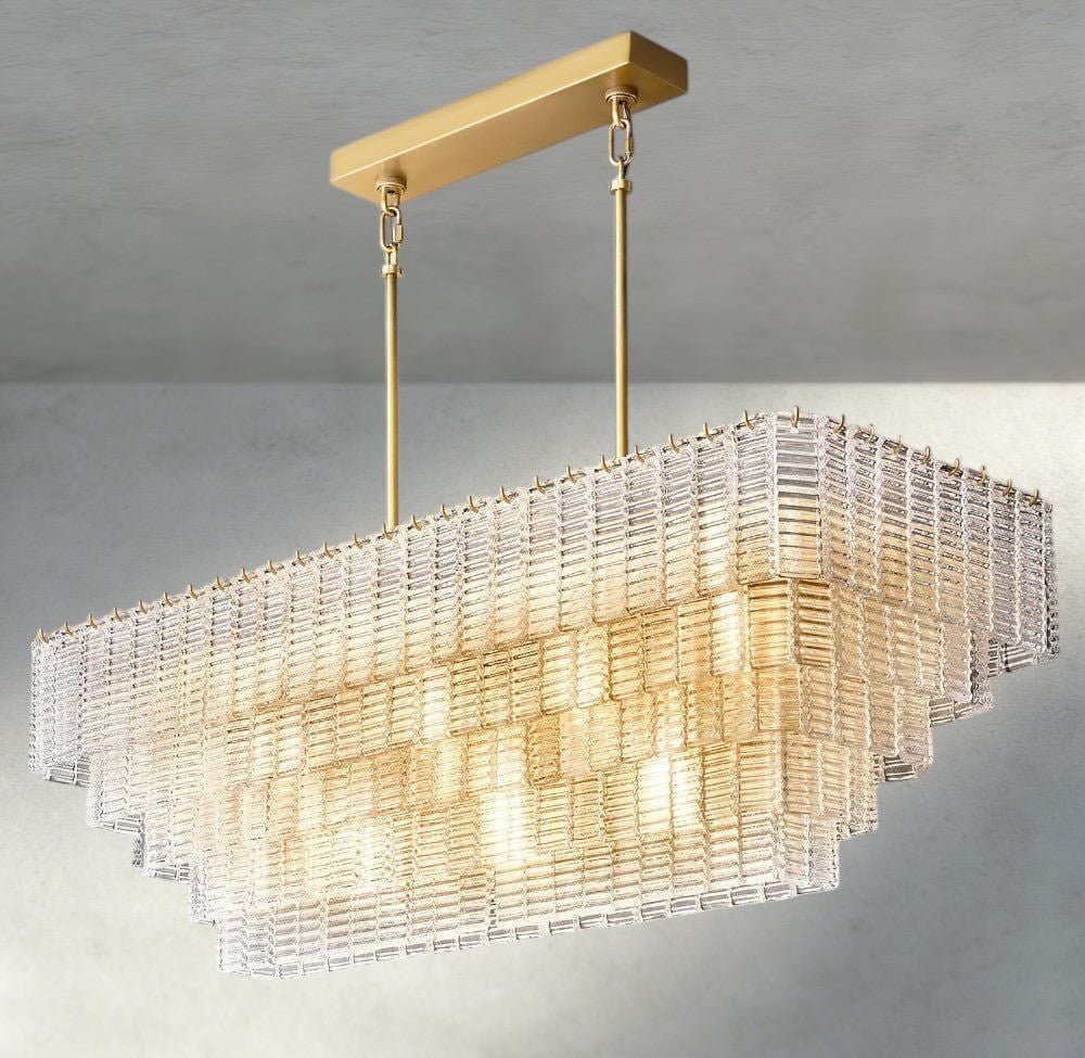 Siraue Clear Glass Rectangular Chandelier 59" - briglamps