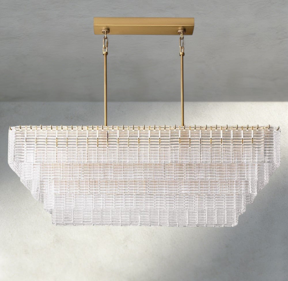 Siraue Clear Glass Rectangular Chandelier 59" - briglamps