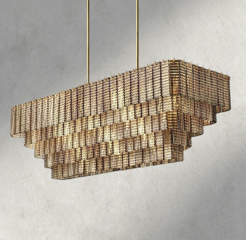 Siraue Smoke Glass Rectangular Chandelier 59", 77" - briglamps