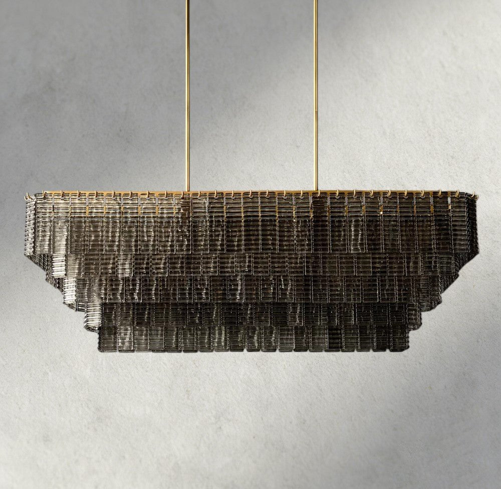 Siraue Smoke Glass Rectangular Chandelier 59", 77" - briglamps