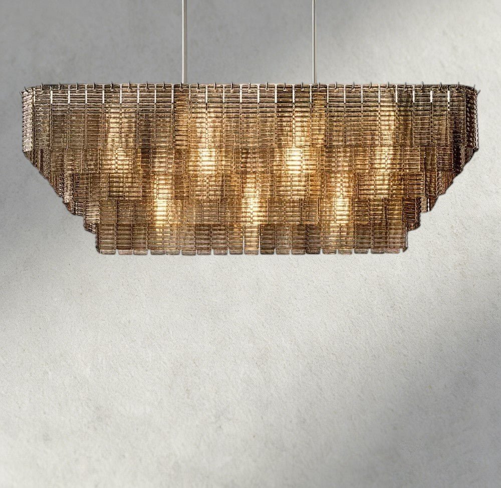 Siraue Smoke Glass Rectangular Chandelier 59", 77" - briglamps