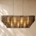 Sirena Glass Rectangular Chandelier - 59’’ / Satin Nickel / Smoke