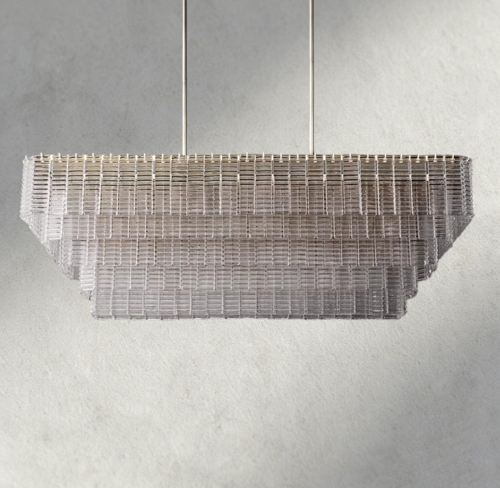 Sirene Clear Glass Rectangular Chandelier 59" - Brig Lighting
