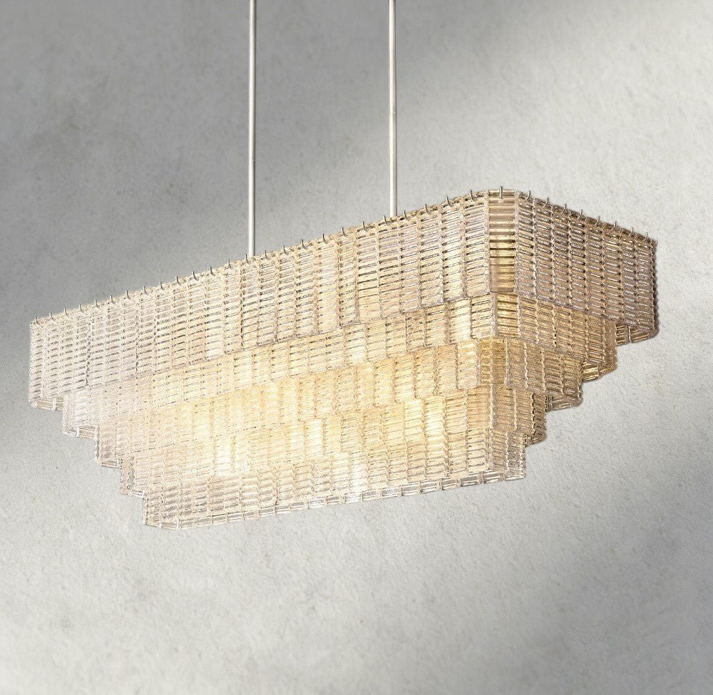 Sirene Clear Glass Rectangular Chandelier 59" - Brig Lighting