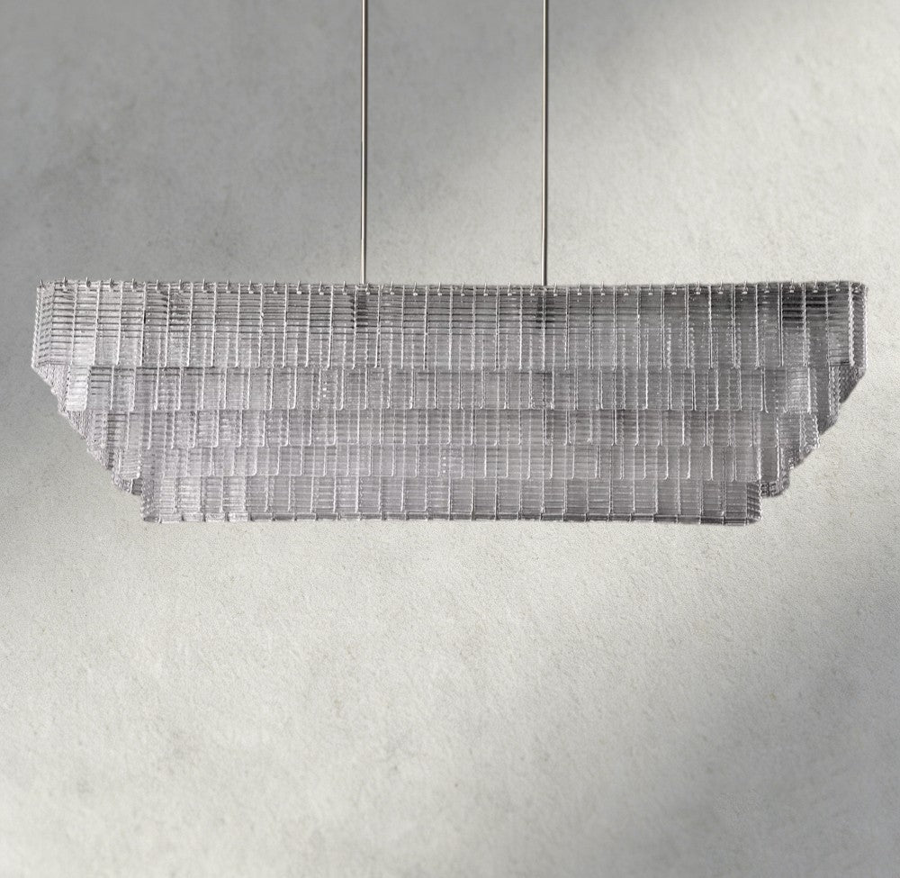 Sirene Clear Glass Rectangular Chandelier 59" - Brig Lighting