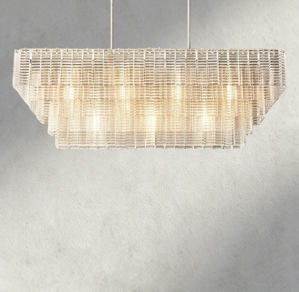 Sirene Clear Glass Rectangular Chandelier 59" - Brig Lighting