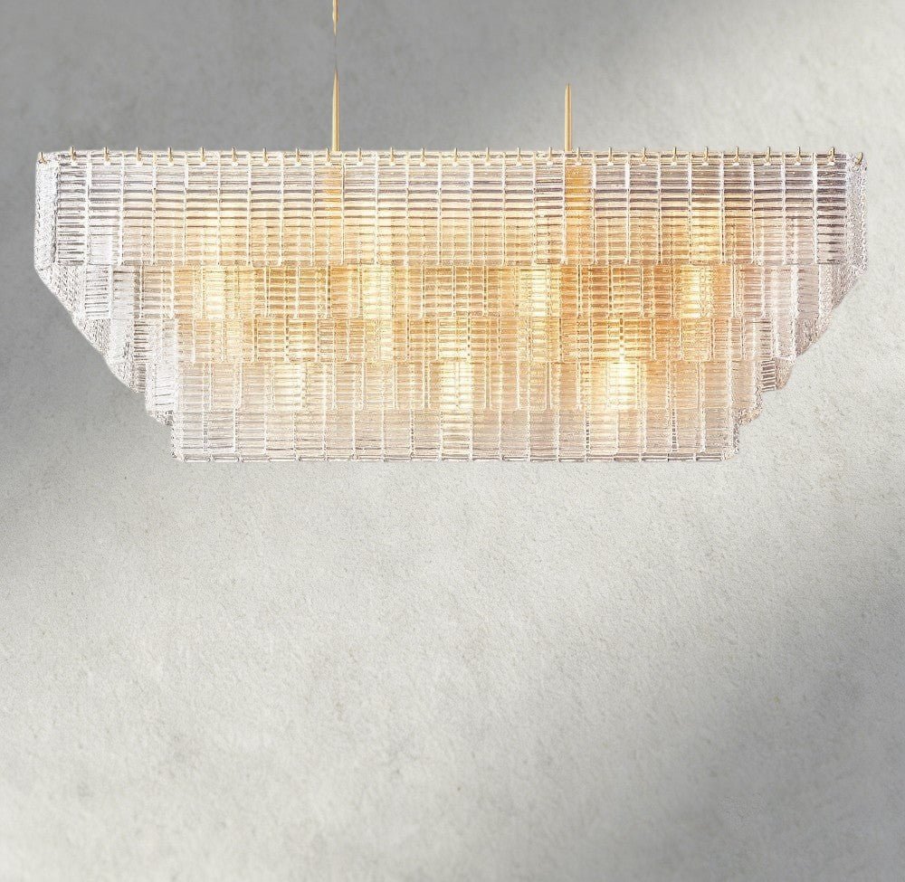 Sirene Clear Glass Rectangular Chandelier 59" - Brig Lighting