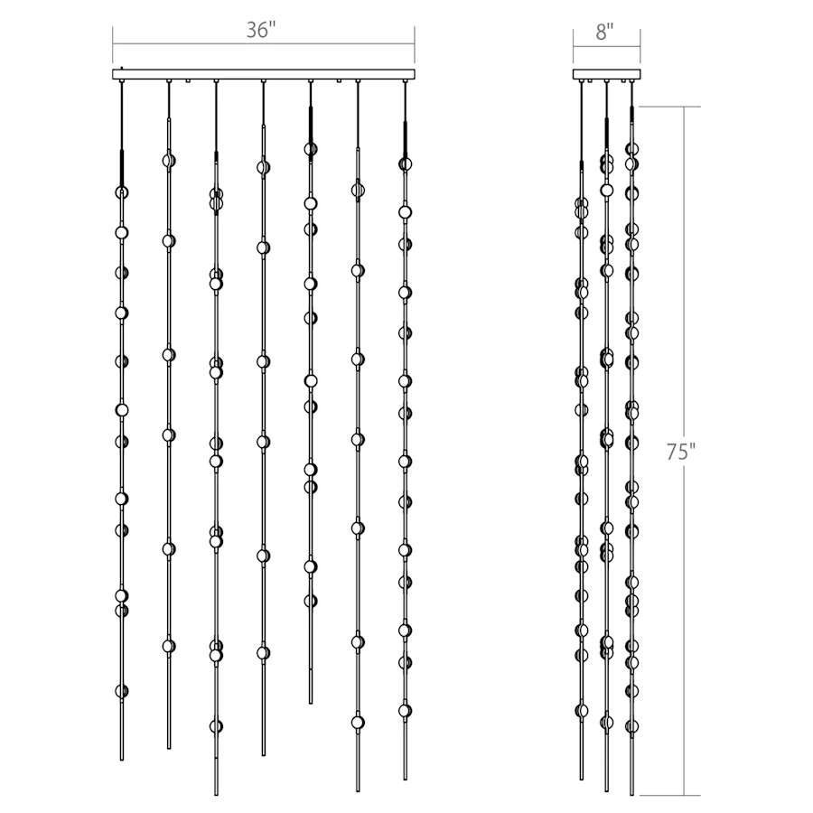 Sonne Constellation 36in Wide Linear Chandelier Satin Brass - briglamps