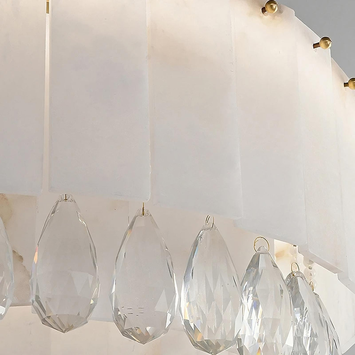 Stuart 39" Marble & Crystal Round Chandelier - briglamps