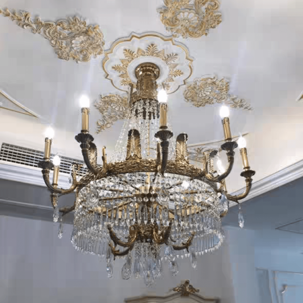 Stunning Oversized Luxury Golden Metal Candle Crystal Tassel Chandelier For High - ceiling Staircase/Entryway/Living/Meeting Room - 1 Layer: D 39.4"*H 39.4"Warm Lightbriglamps