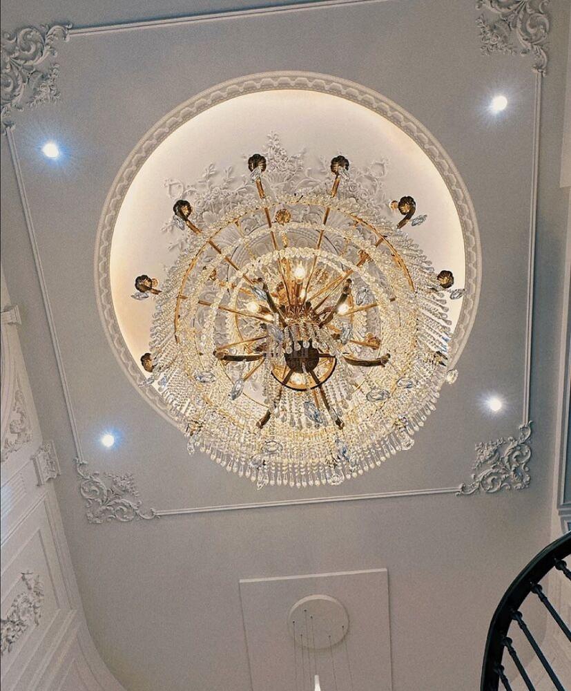 Stunning Oversized Luxury Golden Metal Candle Crystal Tassel Chandelier For High - ceiling Staircase/Entryway/Living/Meeting Room - 1 Layer: D 39.4"*H 39.4"Warm Lightbriglamps