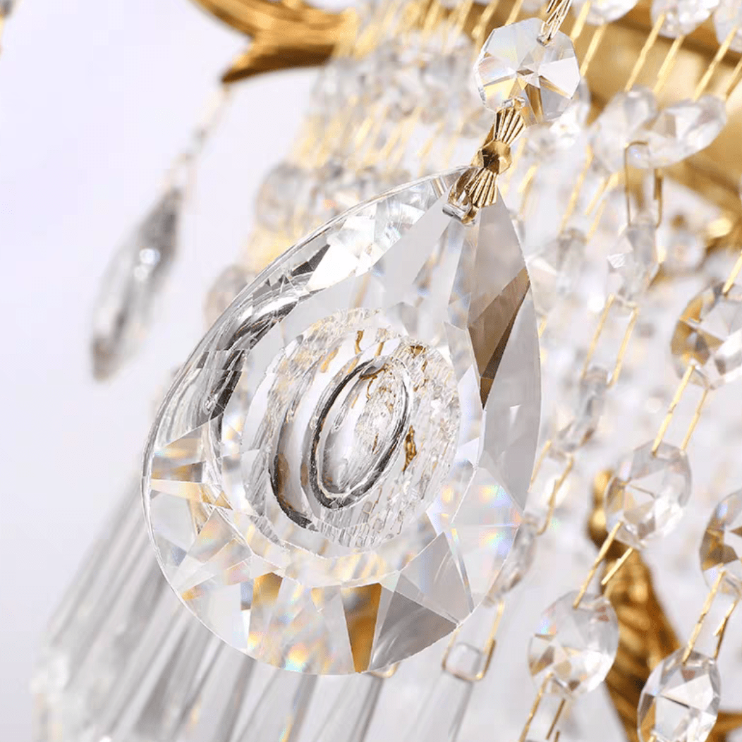 Stunning Oversized Luxury Golden Metal Candle Crystal Tassel Chandelier For High - ceiling Staircase/Entryway/Living/Meeting Room - 1 Layer: D 39.4"*H 39.4"Warm Lightbriglamps