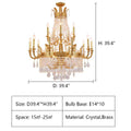 Stunning Oversized Luxury Golden Metal Candle Crystal Tassel Chandelier For High - ceiling Staircase/Entryway/Living/Meeting Room - 1 Layer: D 39.4"*H 39.4"Warm Lightbriglamps