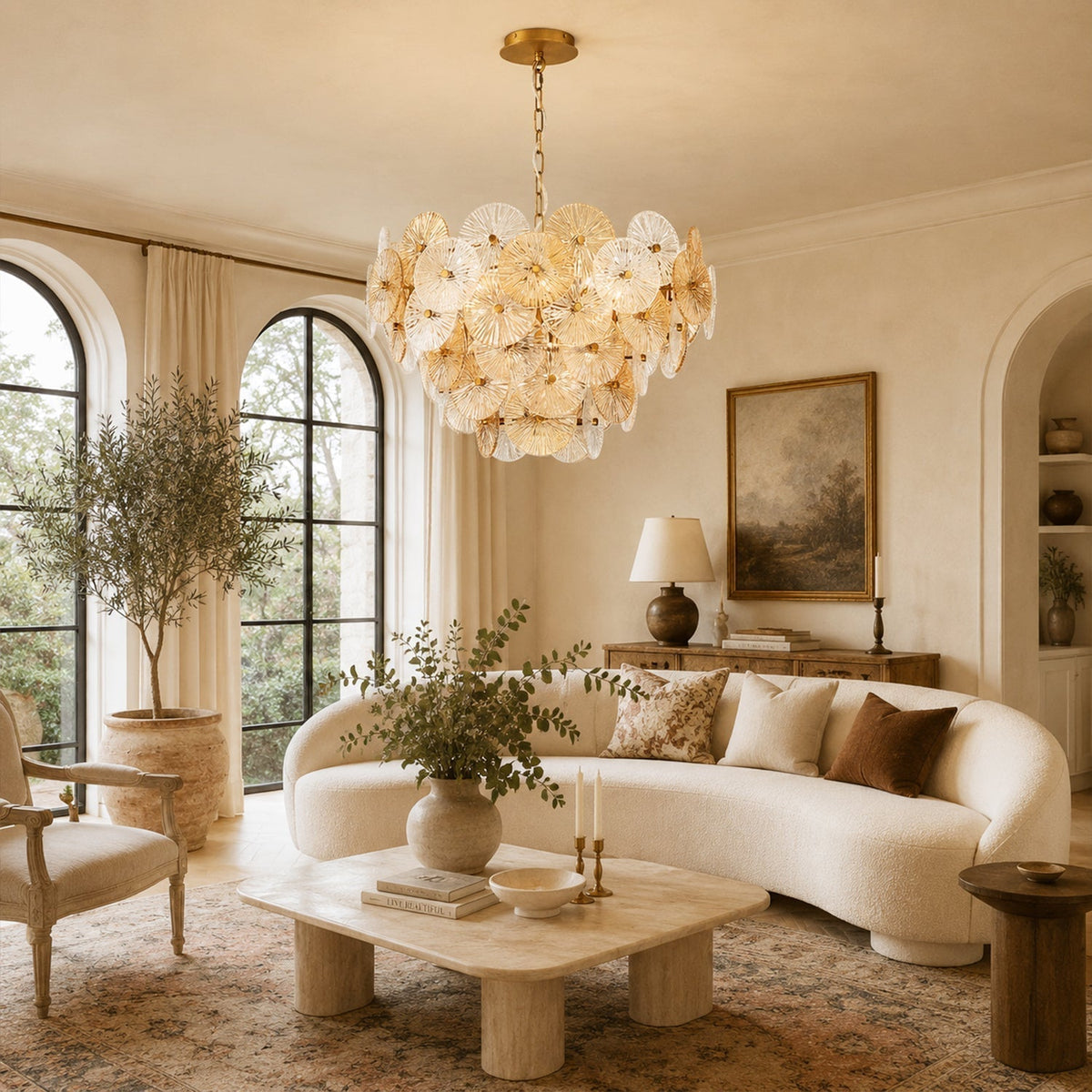 Suna Round Chandelier 12 Light 30"W - Brig Lighting