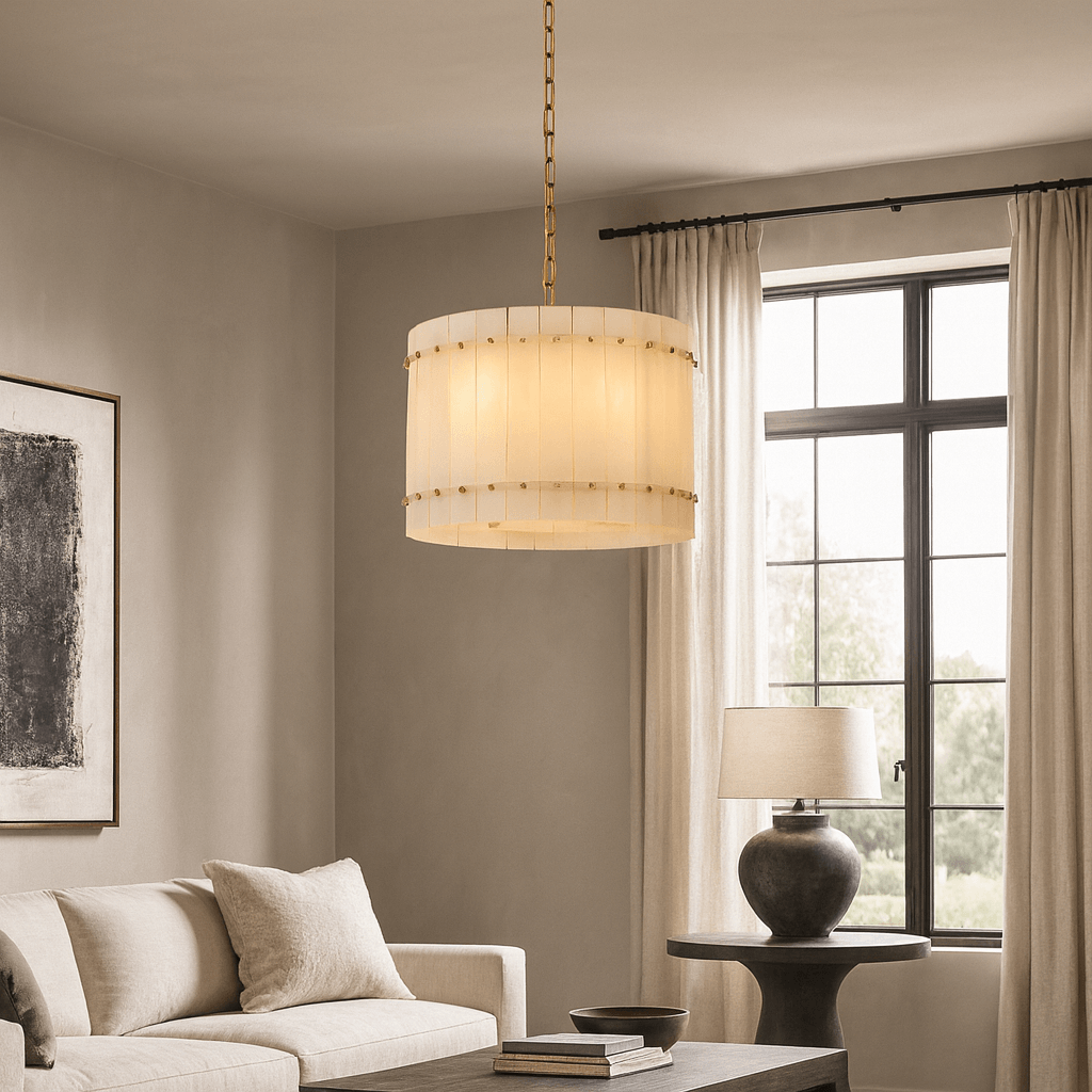 Valmont Marble Round Chandelier 16" - briglamps