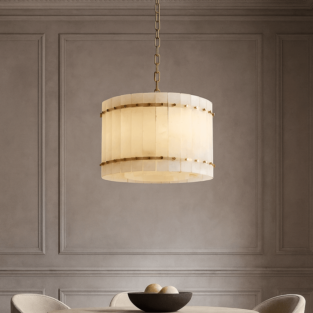 Valmont Marble Round Chandelier 16" - briglamps