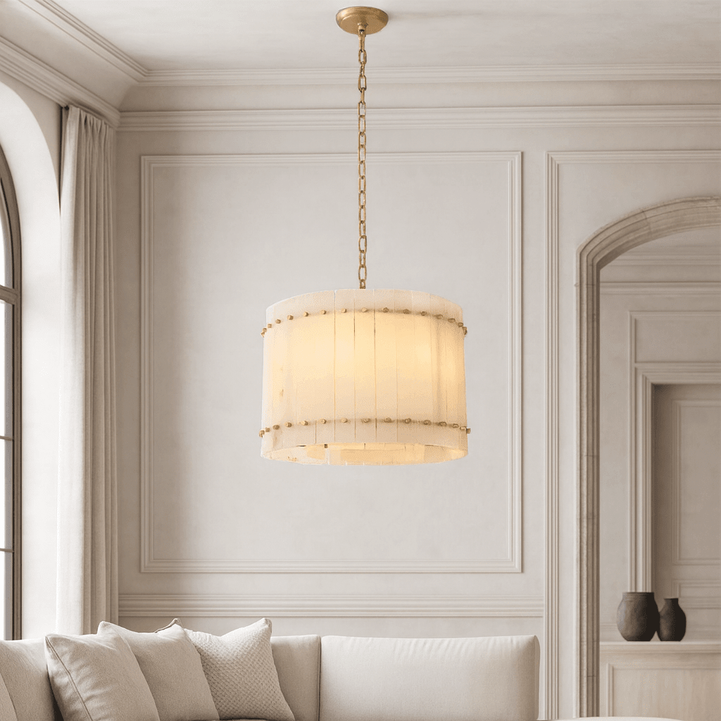 Valmont Marble Round Chandelier 16" - briglamps