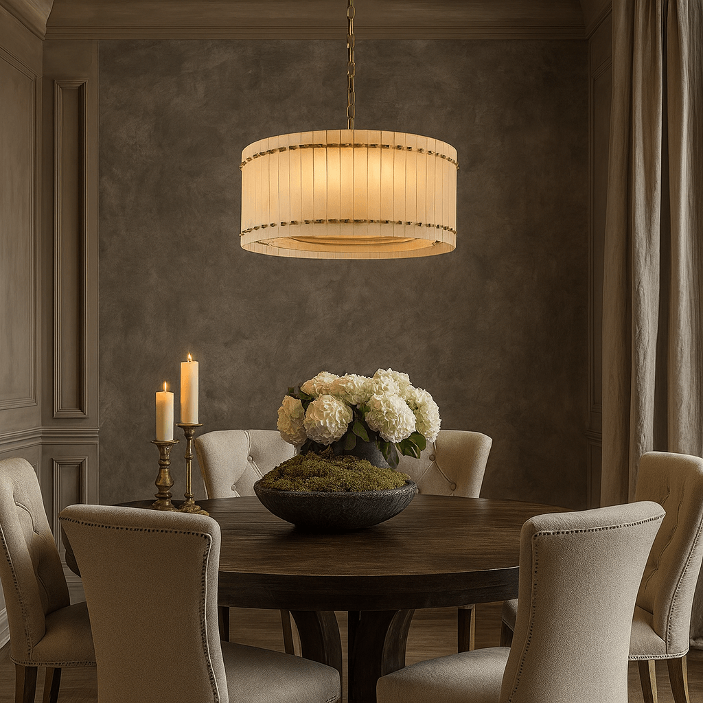 Valmont Marble Round Chandelier 24" - briglamps