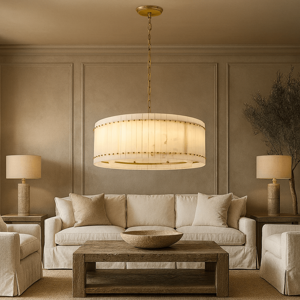 Valmont Marble Round Chandelier 31" - briglamps