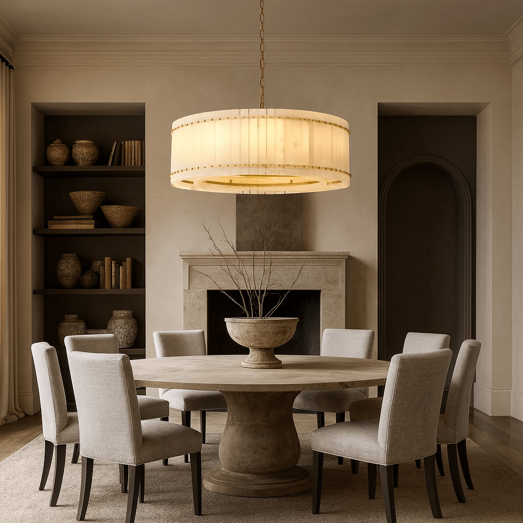 Valmont Marble Round Chandelier 31" - briglamps