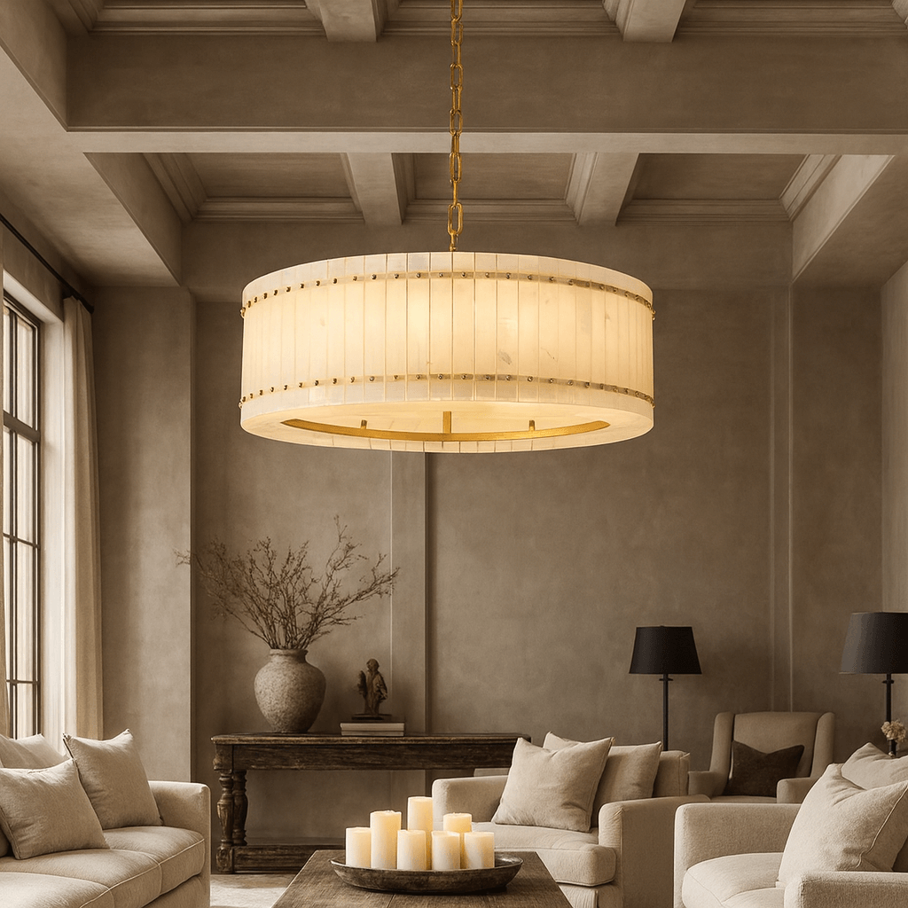 Valmont Marble Round Chandelier 31" - briglamps