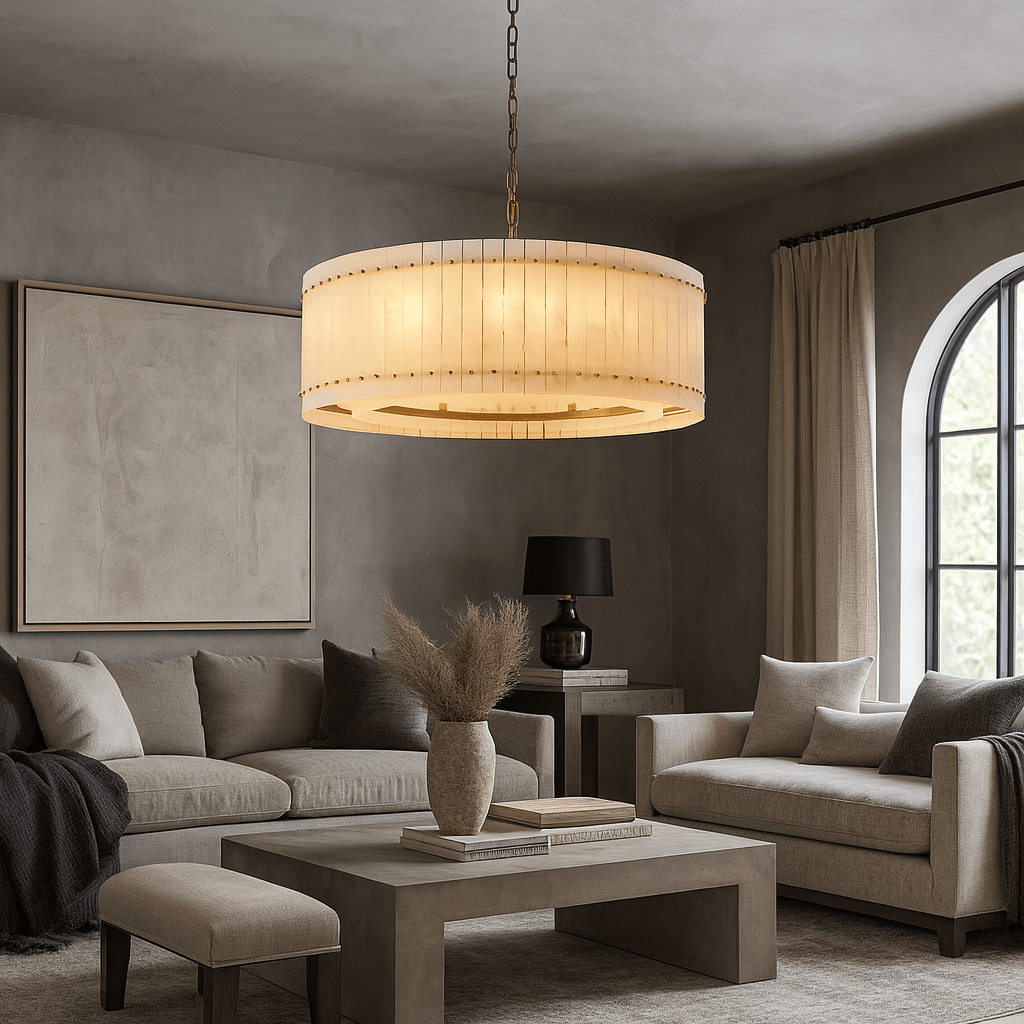 Valmont Marble Round Chandelier 39" - briglamps