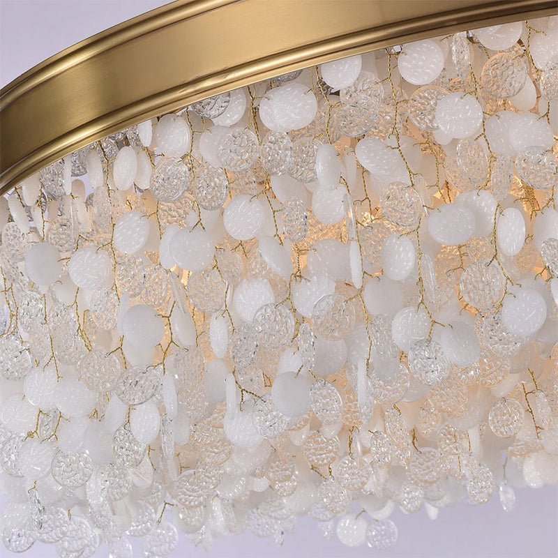 White Leaves Brass Framework Round Chandelier - Brig Lighting